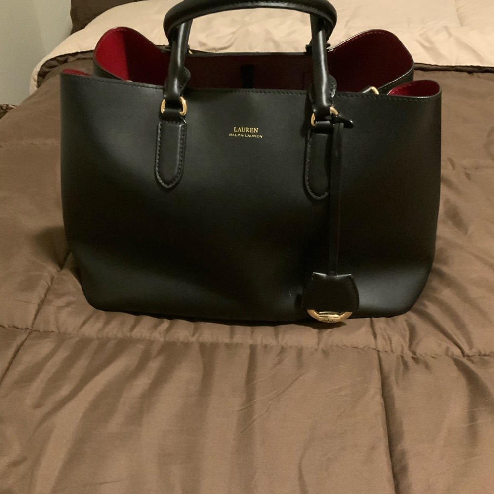 Black Leather Ralph Lauren Satchel
